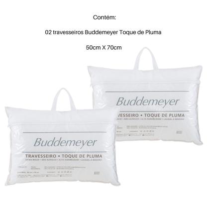 Imagem de Kit 02 Travesseiros Buddemeyer Toque de Pluma 100% Algodão 233 Fios