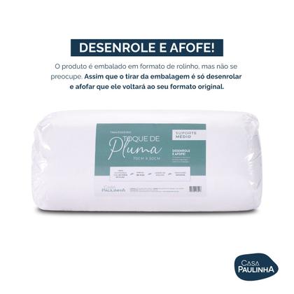 Imagem de Kit 02 Travesseiros Toque de Pluma Pena Percal 180 Fios 50x70cm Lavável, Antiácaro, Antialérgico