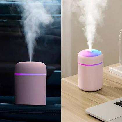 Imagem de Kit 02 Umidificador Rosa Aromatizador 300ml USB Led RGB