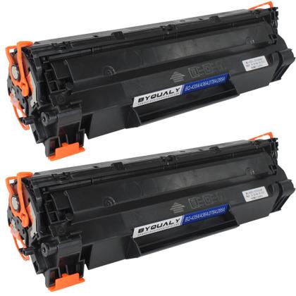 Imagem de Kit 02 Unid Toner Byqualy Compatível Com Impressora HP Laser Jet Pro  P1006/M1120/M1212/M1132/P1102W Impressão Preta Até 2.000 Páginas