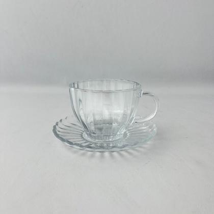 Imagem de Kit 02 Xícaras Chá Pires 200ml Vidro Pétala Wolff Mesa Posta