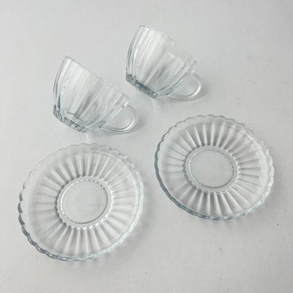 Imagem de Kit 02 Xícaras Chá Pires 200ml Vidro Pétala Wolff Mesa Posta