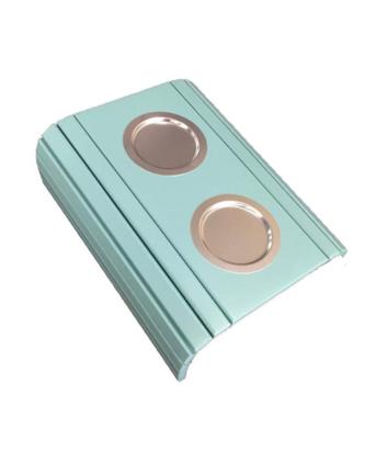 Imagem de Kit 02un Esteiras Para Braço De Sofá Azul Bebe Com Porta Copos Alumínio. 
