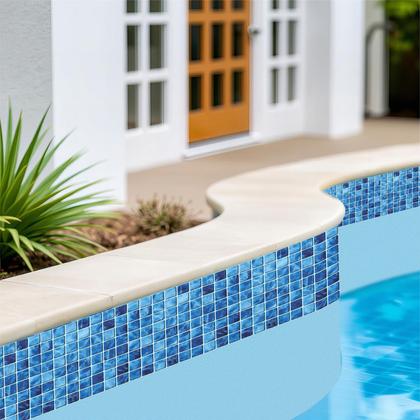 Imagem de Kit 03 Adesivos Piscina Azulejo Fundo Dagua Azul 100x30cm