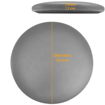 Imagem de Kit 03 Assentos Redondo Banqueta Cadeira Estofados Poltronas H02 material sintético Cinza 25 cm - Lyam Decor