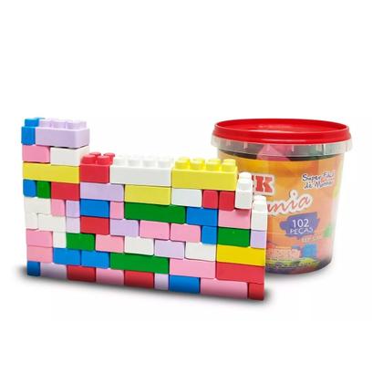 Imagem de Kit 03 Balde De Blocos De Montar Com 104 Peças Brinquedo