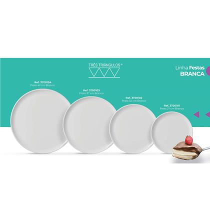 Imagem de Kit 03 Bandeja Prato Redondo Servir Bolo Festa Branco 370mm