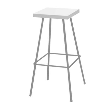 Imagem de Kit 03 Banqueta Alta Eliza Com 01 Mesa Bistrô Nunno Industrial Ferro Prata 100% MDF Branco - Ahazzo Móveis