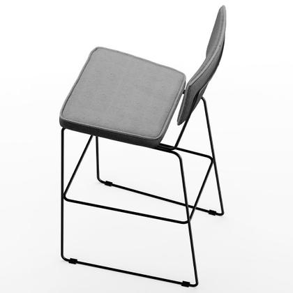 Imagem de Kit 03 Banquetas Alta Para Cozinha Sala De Jantar Base Aço Fixa Allana L02 Linho Cinza - Lyam Decor