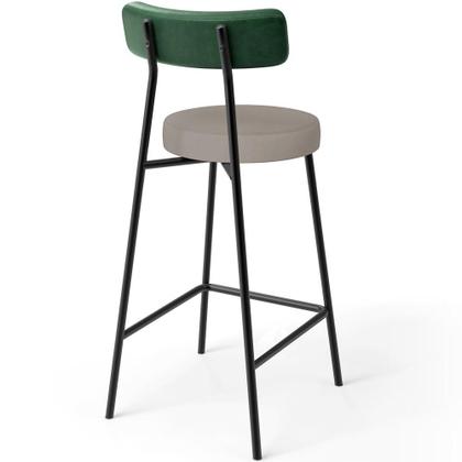 Imagem de Kit 03 Banquetas Baixa Cozinha E Sala Jantar Bancada Milão L02 Facto Verde Linho Bege -LyamDecor