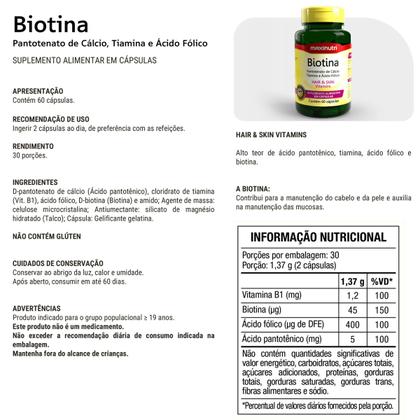 Imagem de Kit 03 Biotina Cabelo Unhas e Vitaminas 60 Capsulas