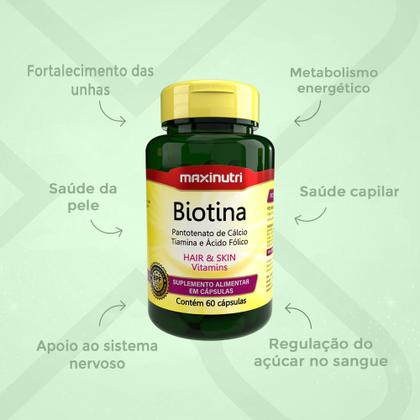 Imagem de Kit 03 Biotina Cabelo Unhas E Vitaminas+Acido Fólico 60Caps