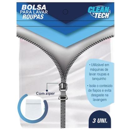 Imagem de Kit 03 Bolsas Sacos Protetor para Lavar Roupas com Zíper para Peças Delicadas