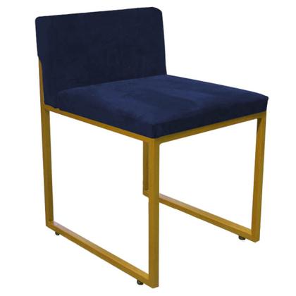 Imagem de Kit 03 Cadeiraa De Jantar Escritório Recepção Lee Office Industrial Ferro Dourado Suede Azul Marinho - Ahz Móveis