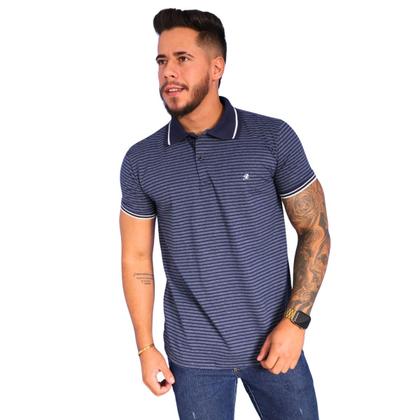 Imagem de Kit 03 Camisa Gola polo Listrada Masculina Tecido 100% Algodão