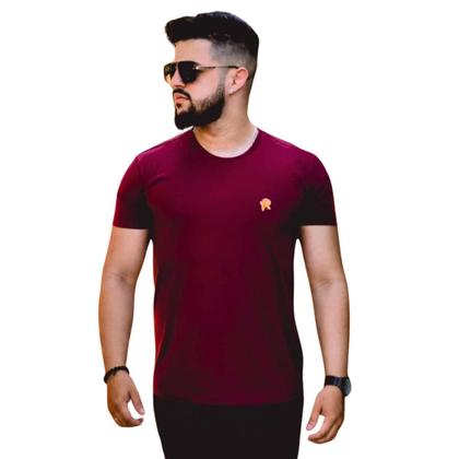 Imagem de Kit 03 Camisas Gola O Masculina Bordada Fio 30 100% Algodão