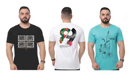 Imagem de kit 03 Camisetas Camisas Masculinas Diversas Estampas