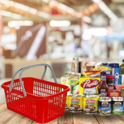 Imagem de Kit 03 Cesta Cestinha Plástica Supermercado C/ Alça 9 Litros