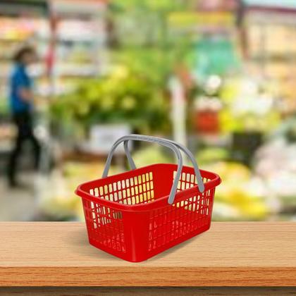 Imagem de Kit 03 Cesta Cestinha Plástica Supermercado C/ Alça 9 Litros