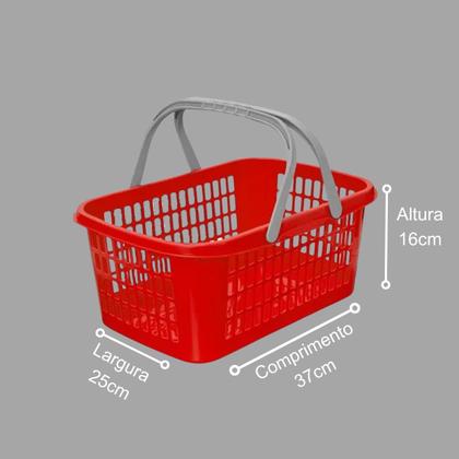 Imagem de Kit 03 Cesta Cestinha Plástica Supermercado C/ Alça 9 Litros