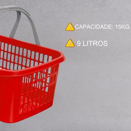 Imagem de Kit 03 Cesta Cestinha Plástica Supermercado C/ Alça 9 Litros