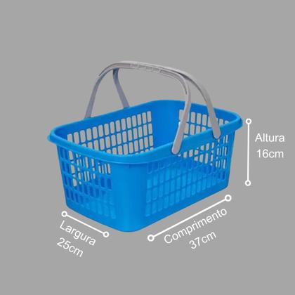 Imagem de Kit 03 Cesta Cestinha Plástica Supermercado C/ Alça 9 Litros