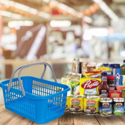 Imagem de Kit 03 Cesta Cestinha Plástica Supermercado C/ Alça 9 Litros