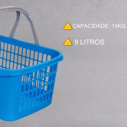 Imagem de Kit 03 Cesta Cestinha Plástica Supermercado C/ Alça 9 Litros