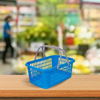 Imagem de Kit 03 Cesta Cestinha Plástica Supermercado C/ Alça 9 Litros