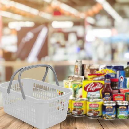 Imagem de Kit 03 Cesta Cestinha Plástica Supermercado C/ Alça 9 Litros