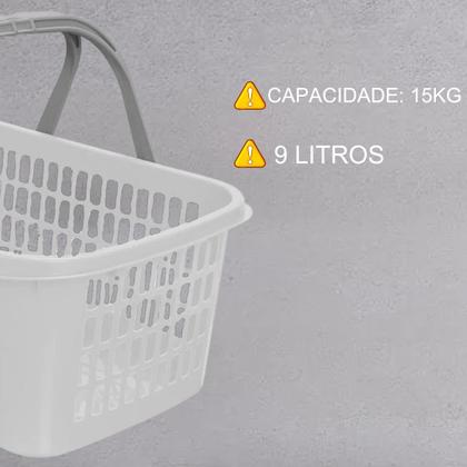 Imagem de Kit 03 Cesta Cestinha Plástica Supermercado C/ Alça 9 Litros