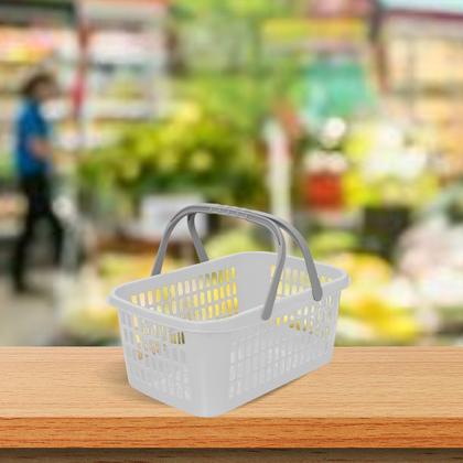 Imagem de Kit 03 Cesta Cestinha Plástica Supermercado C/ Alça 9 Litros