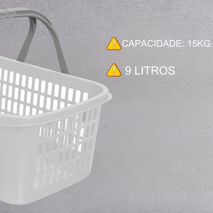 Imagem de Kit 03 Cesta Cestinha Plástica Supermercado C/ Alça 9 Litros