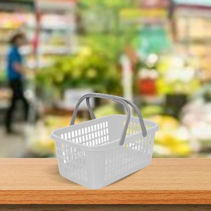 Imagem de Kit 03 Cesta Cestinha Plástica Supermercado C/ Alça 9 Litros