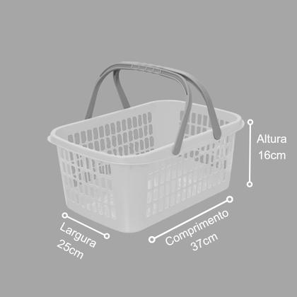 Imagem de Kit 03 Cesta Cestinha Plástica Supermercado C/ Alça 9 Litros