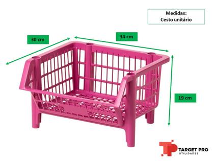 Imagem de Kit 03 Cesto Expositor Organizador Pequeno Nº01 - Rosa