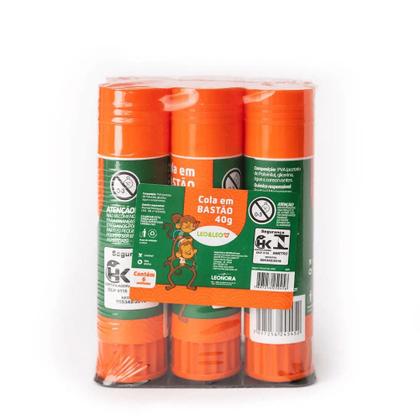 Imagem de kit 03 Colas Bastão Branca Escolar Multiuso 40g - Leo & Leo