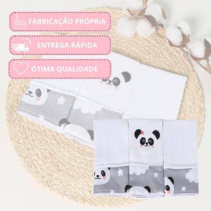 Imagem de Kit 03 Fraldas de Boca Bordada Estampada Para Bebê Menina Menino