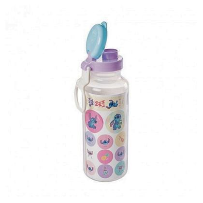 Imagem de Kit 03 Garrafa Squeeze Fun Abre Fácil Stitch 600 Ml Com Cartela de Adesivo Plasútil kwaii Personagem Fofo
