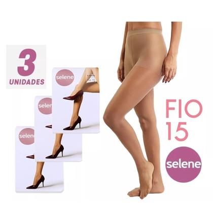 Imagem de Kit 03 Meia Calça Fio 15 Fina Lycra Transparente Selene  9765