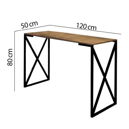 Imagem de Kit 03 Mesa Escrivaninha Escritório e Home Office X Zurik X Industrial Ferro Preto Tampo MDF Castanho - Ahz Móveis