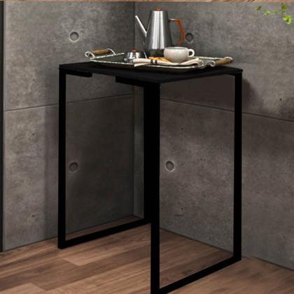 Imagem de Kit 03 Mesa Lateral Canto Aparador Buffet Stan Industrial Ferro Preto Tampo Preto - Ahz Móveis