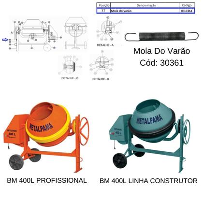 Imagem de Kit 03 Molas De Tração Haste Da Trava P/ Betoneira Metalpama