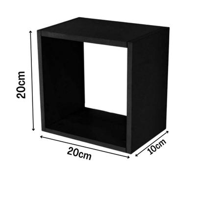 Imagem de Kit 03 Nichos 20x20 MDF Preto Decoração Sala Quarto Banheiro Cozinha