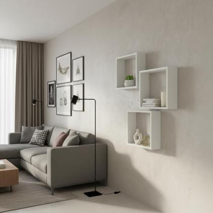 Imagem de Kit 03 Nichos MDF 30x30cm Decoração Sala Quarto Cozinha Banheiro