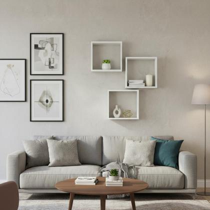 Imagem de Kit 03 Nichos MDF 30x30cm Decoração Sala Quarto Cozinha Banheiro