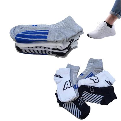 Imagem de Kit 03 Pares Meias Soquete Cano Curto Invisível Feminina Trabalhada Com Elastano Algodão Original Apollo