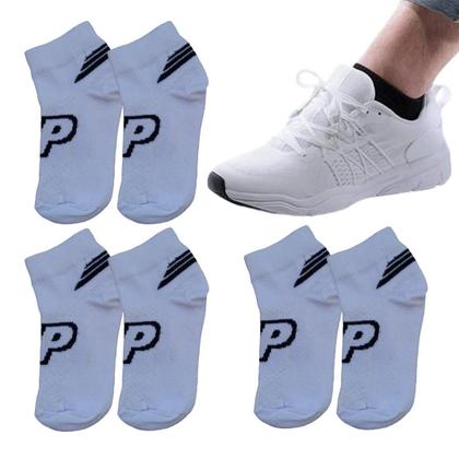 Imagem de Kit 03 Pares Meias Soquete Cano Curto Invisível Feminina Trabalhada Com Elastano Algodão Original Apollo