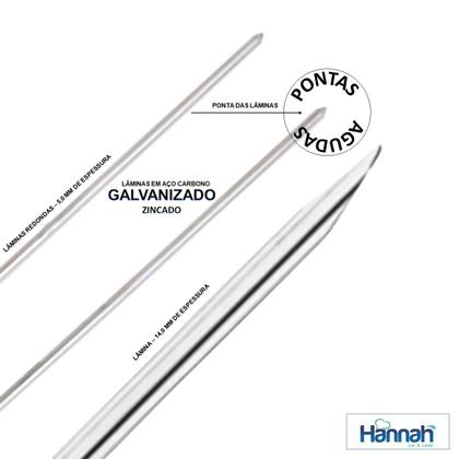 Imagem de Kit 03 Pçs Espeto Tradicional 02 Duplo e 01 Simples Aço Galvanizado Cabo Madeira Varios Tamanhos Hannah 