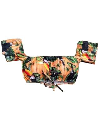 Imagem de Kit 03 Peças Bojo Top Cropped Ciganinha com regulagem Estampado